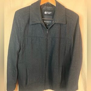 Smith & Barnes Men's Dark Gray Wool Zip Up winter Bomber Jacket Size Medium